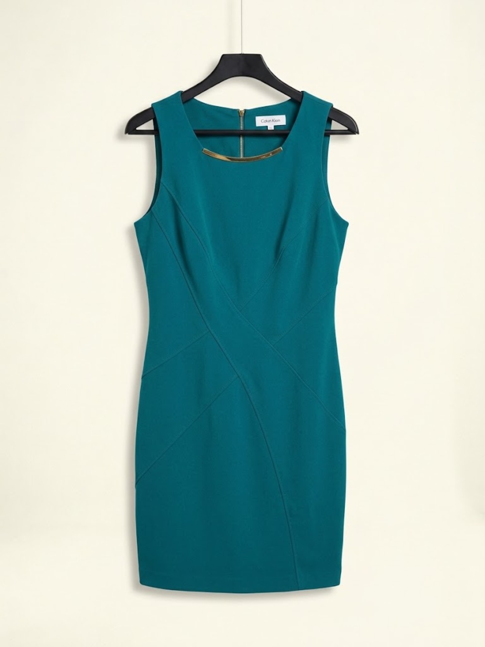 Calvin Klein Teal Gold Bar Sheath Dress